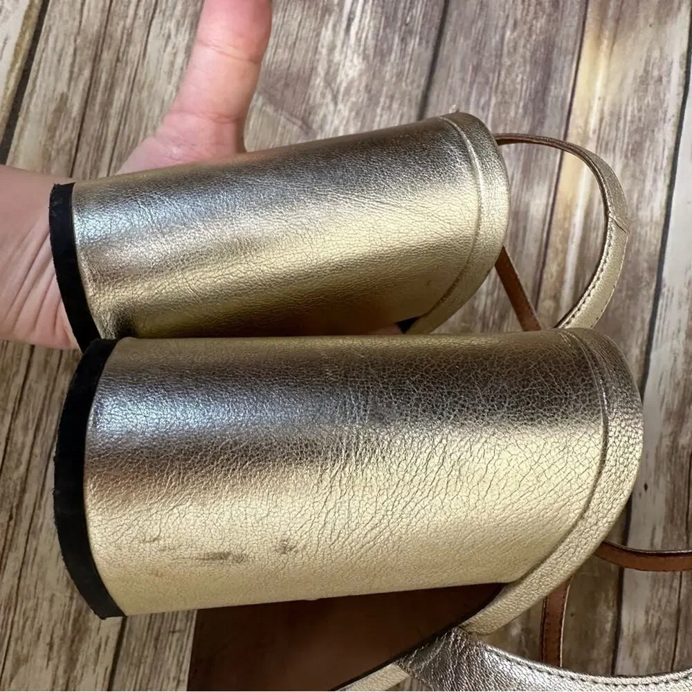 Anthropologie Gold Pearl Platform Heels Size US 9.5